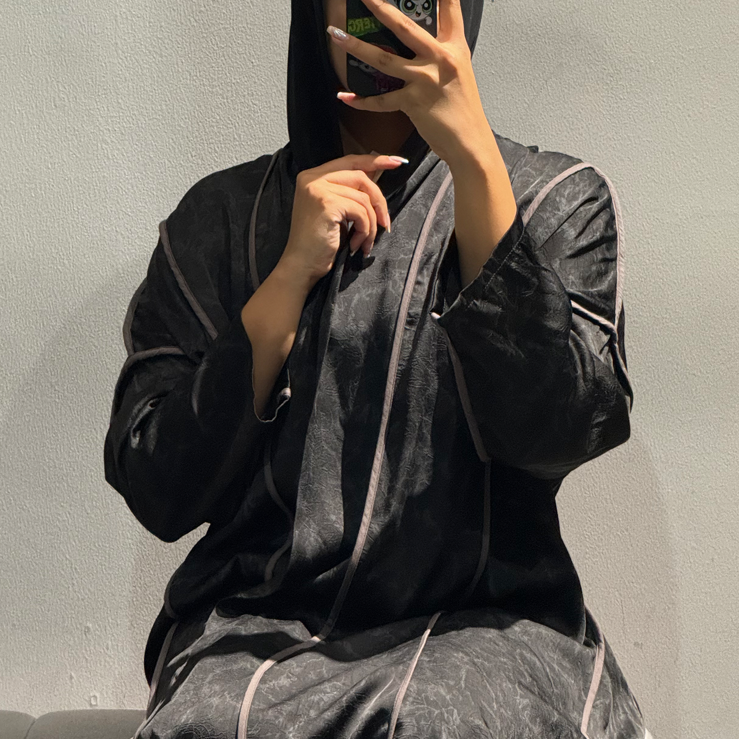 Satan abaya with Black and brown line