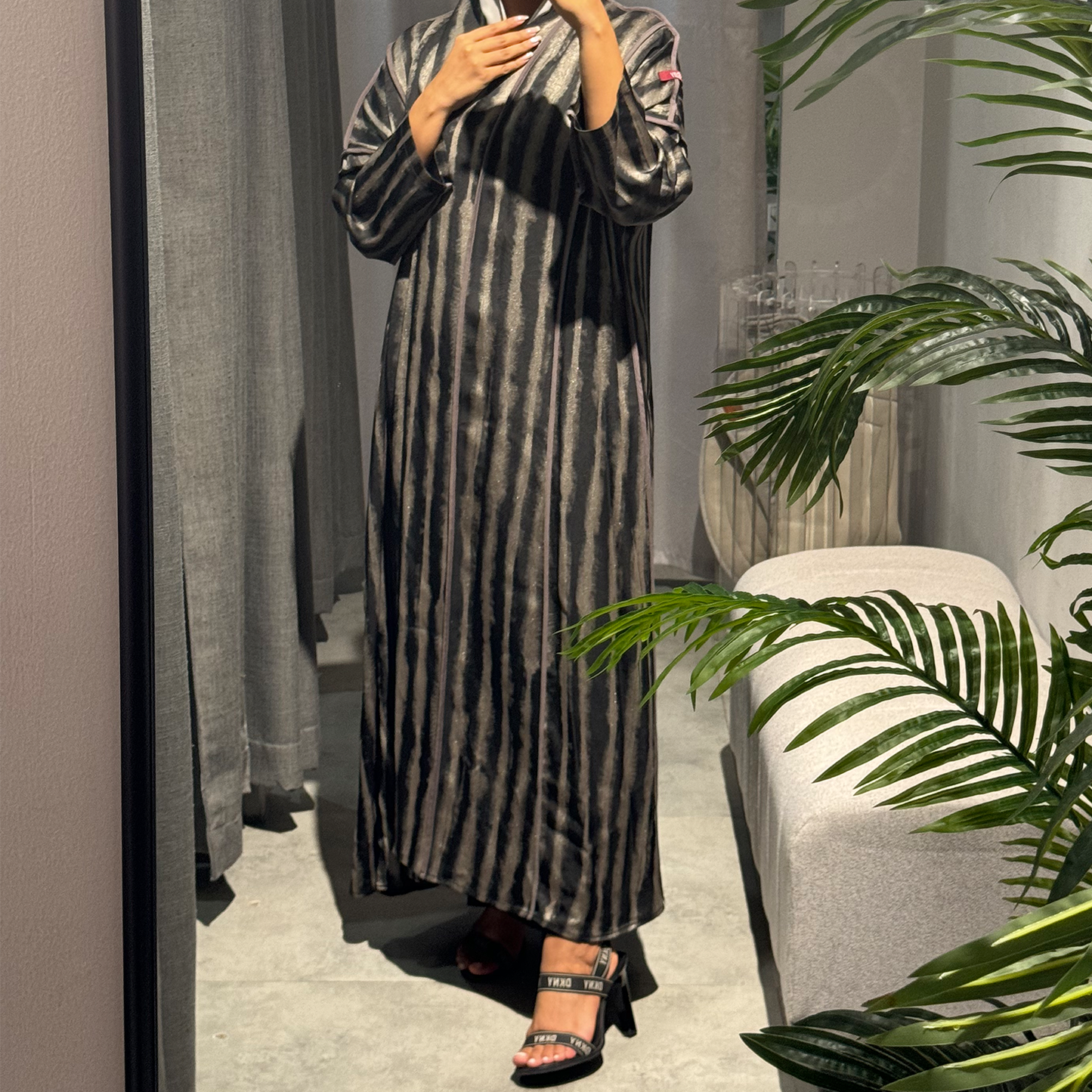 Satan abaya with Black and Golden Lines