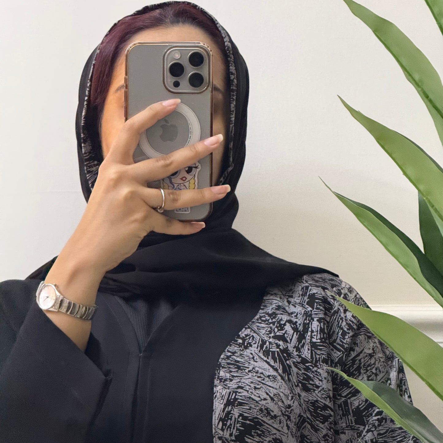 Marble sketching abaya with nada fabric