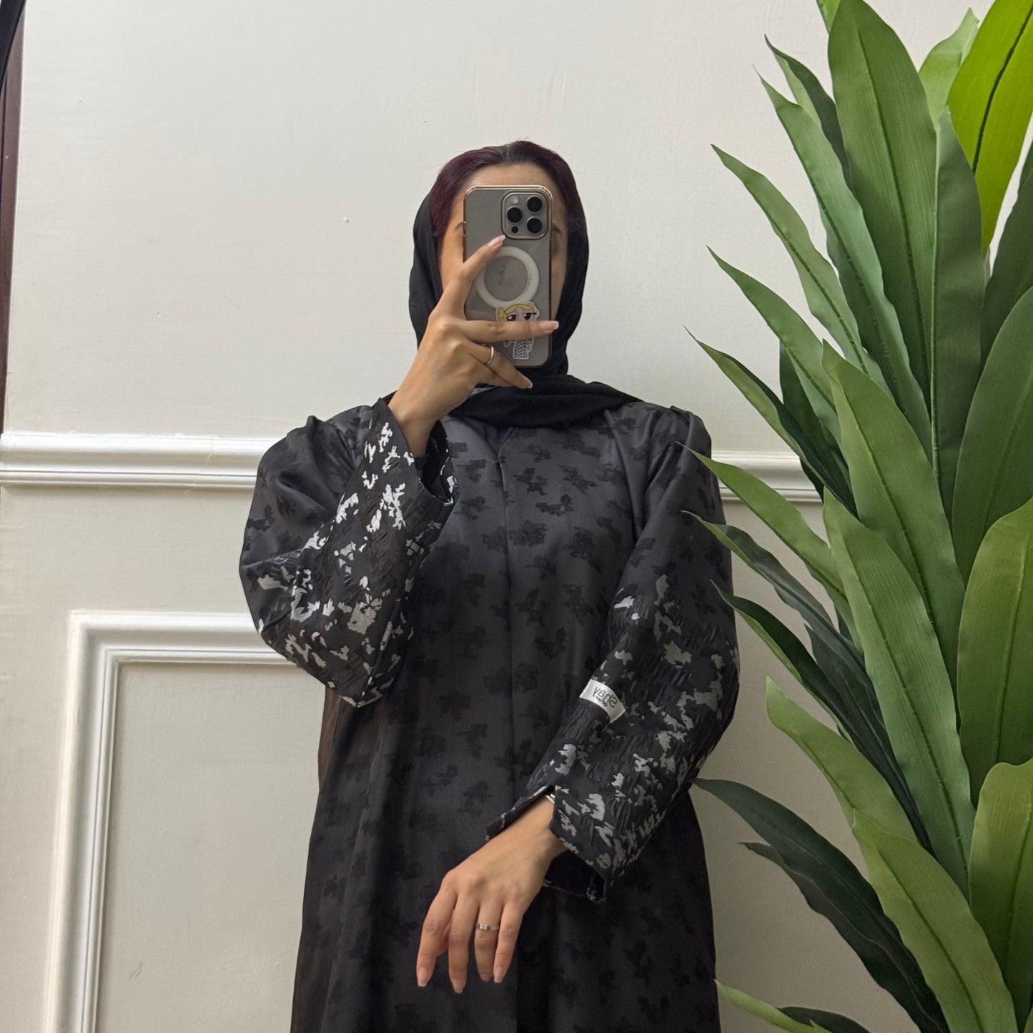 Silver printed abaya with luxury fabric