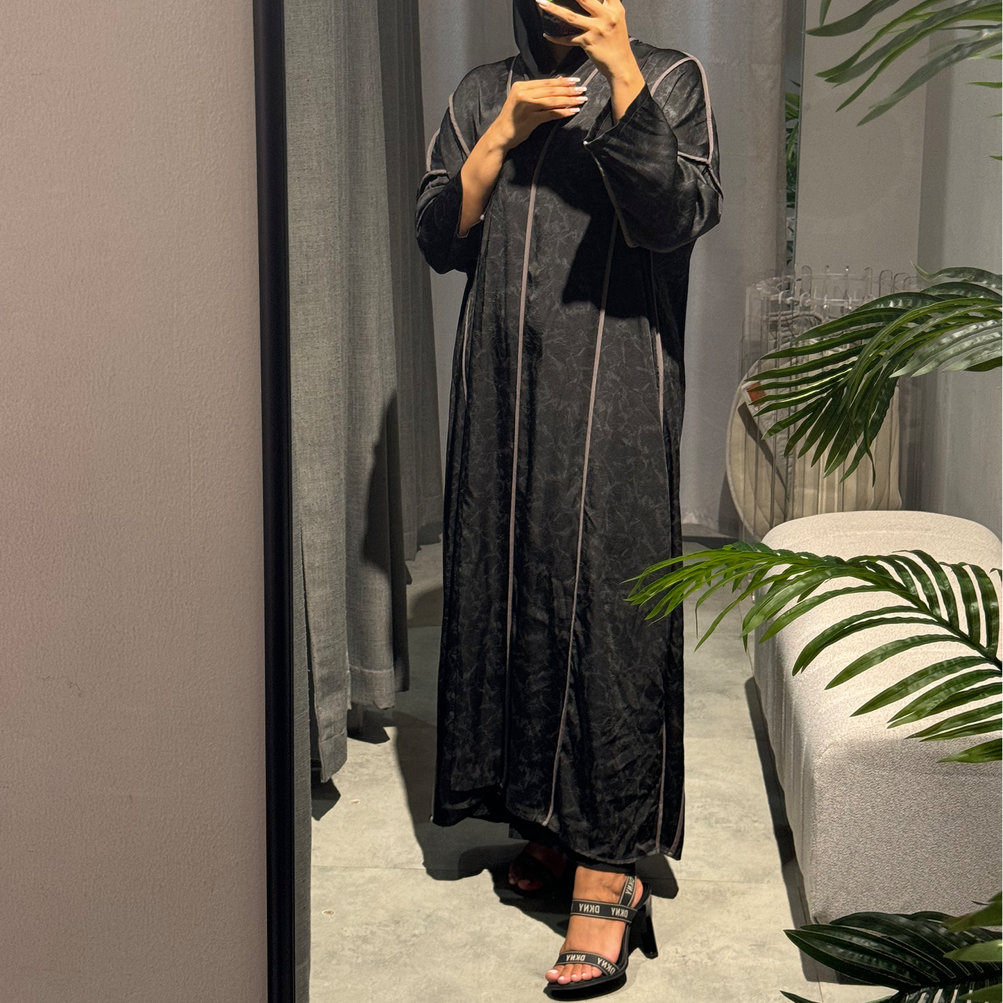 Satan abaya with Black and brown line