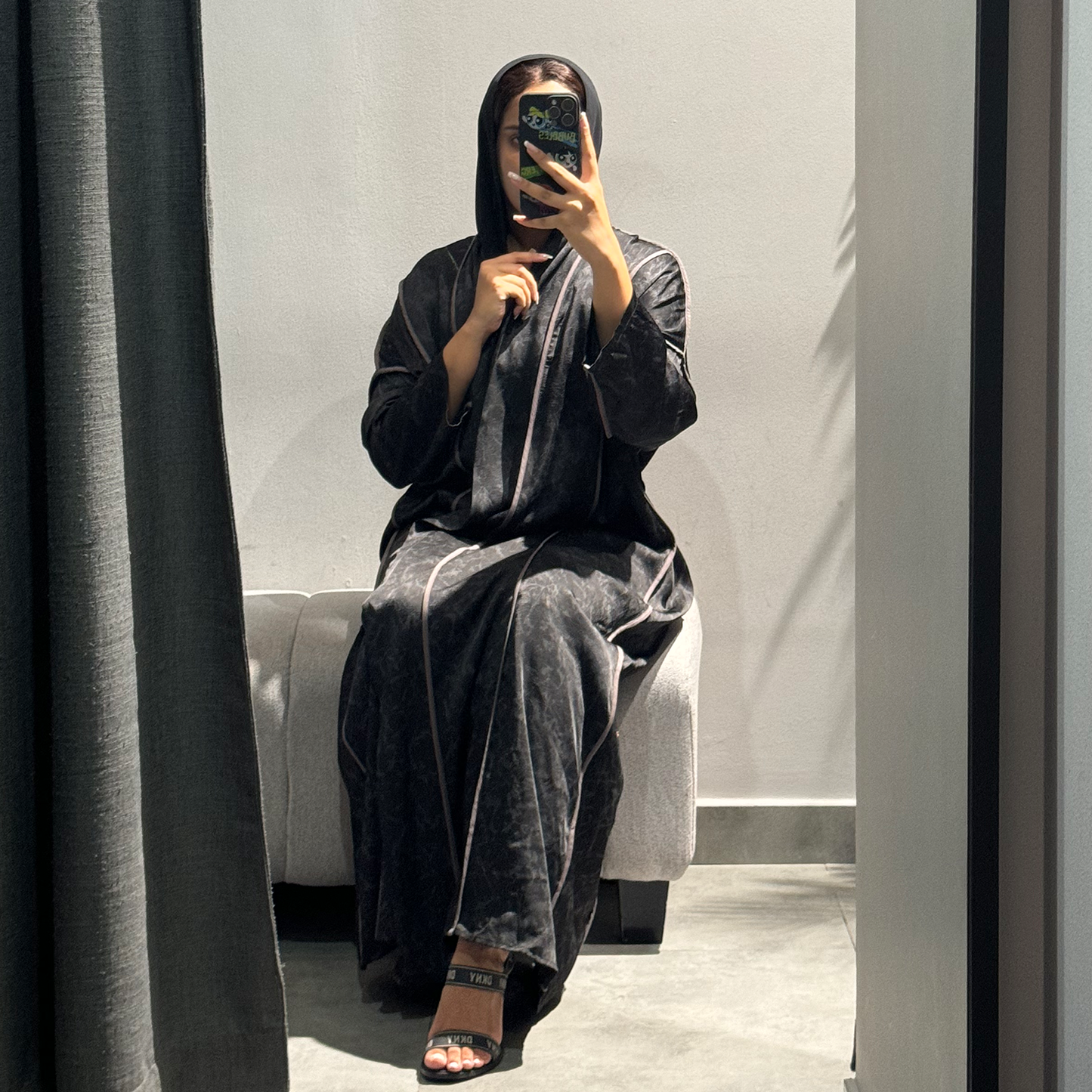 Satan abaya with Black and brown line