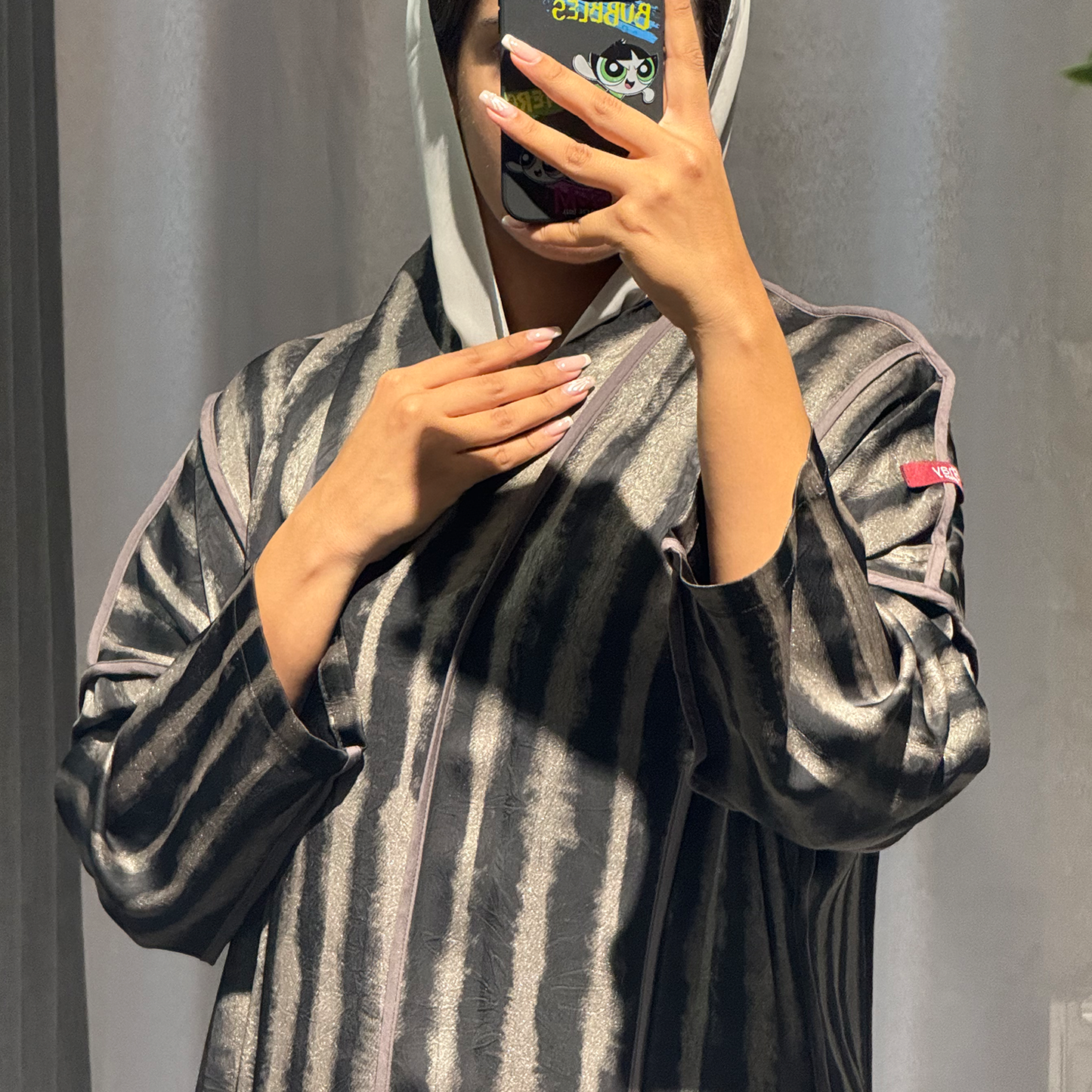 Satan abaya with Black and Golden Lines