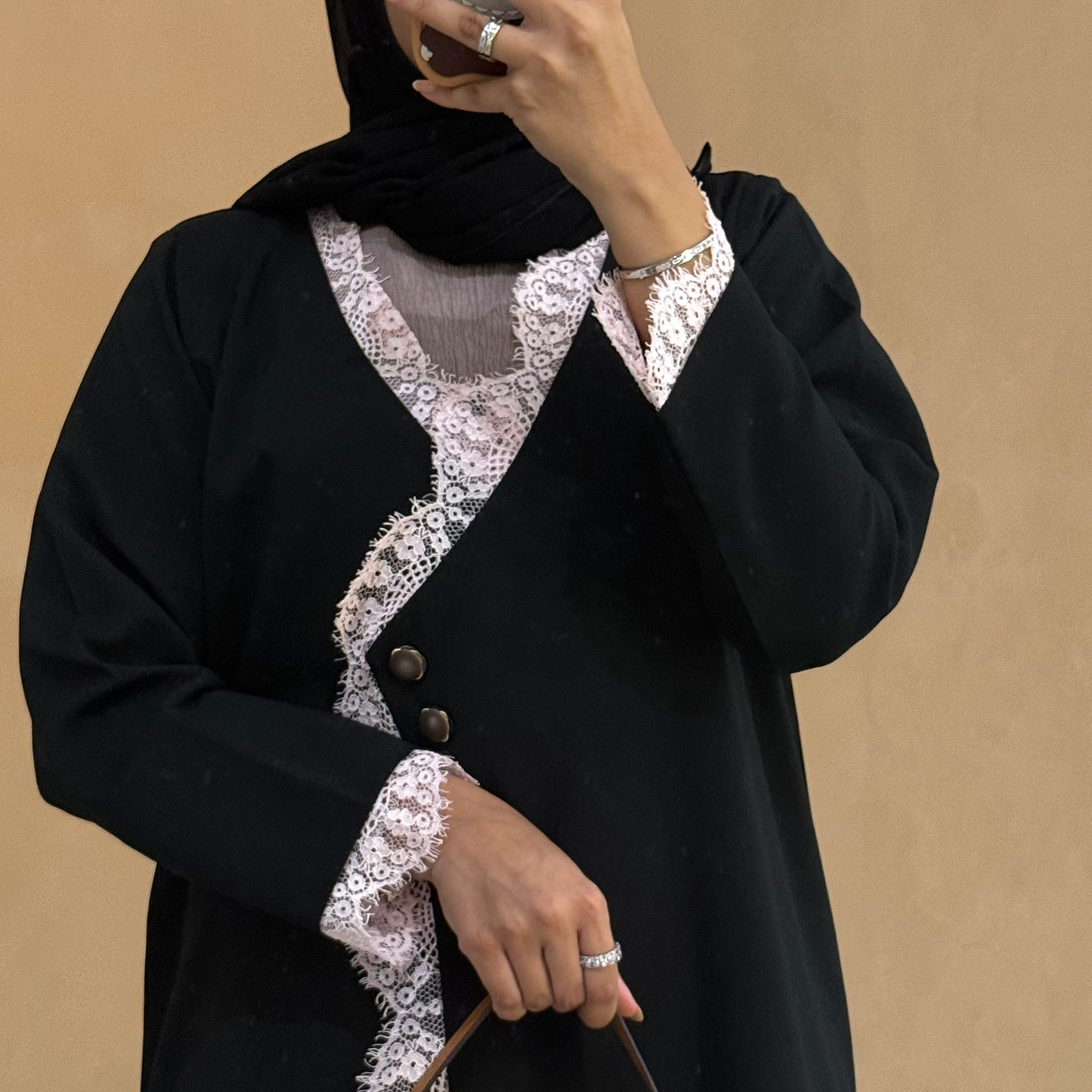 Abaya with Pink dantel