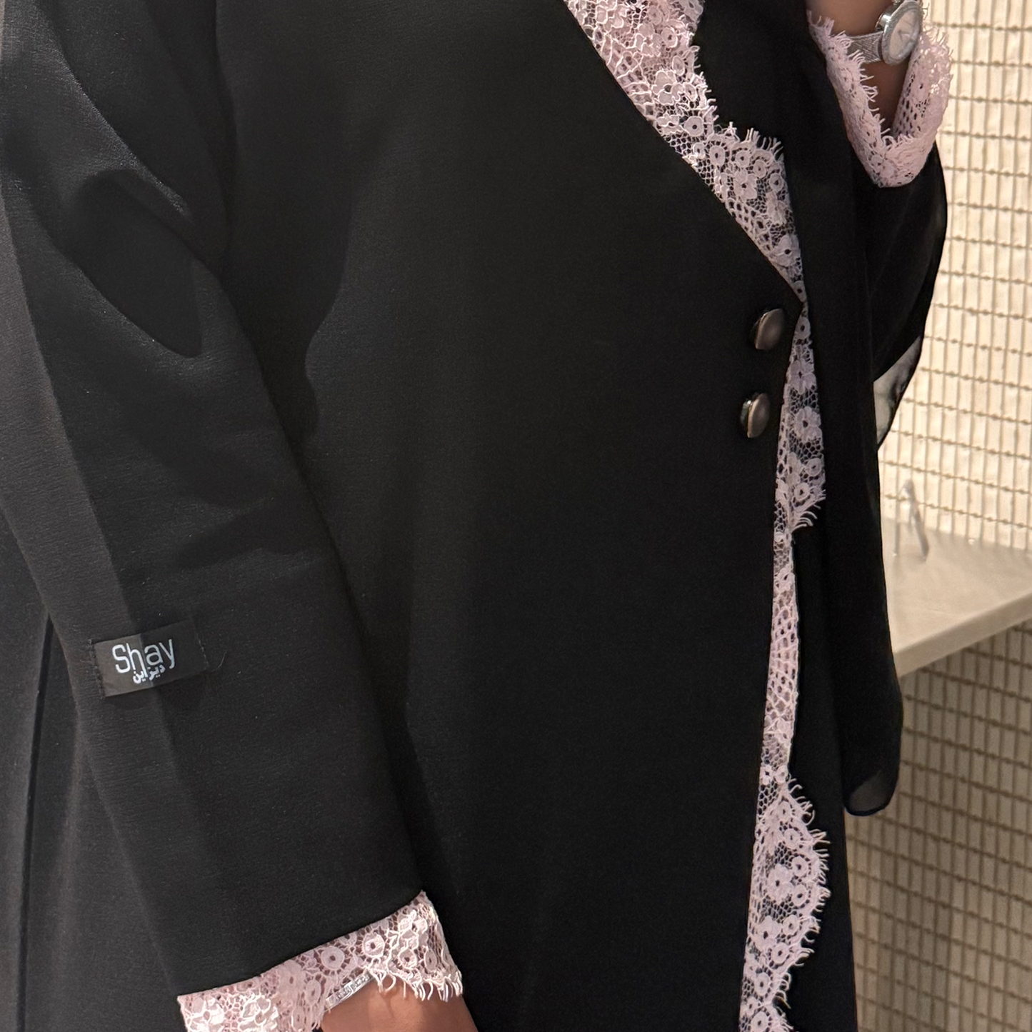 Abaya with Pink dantel