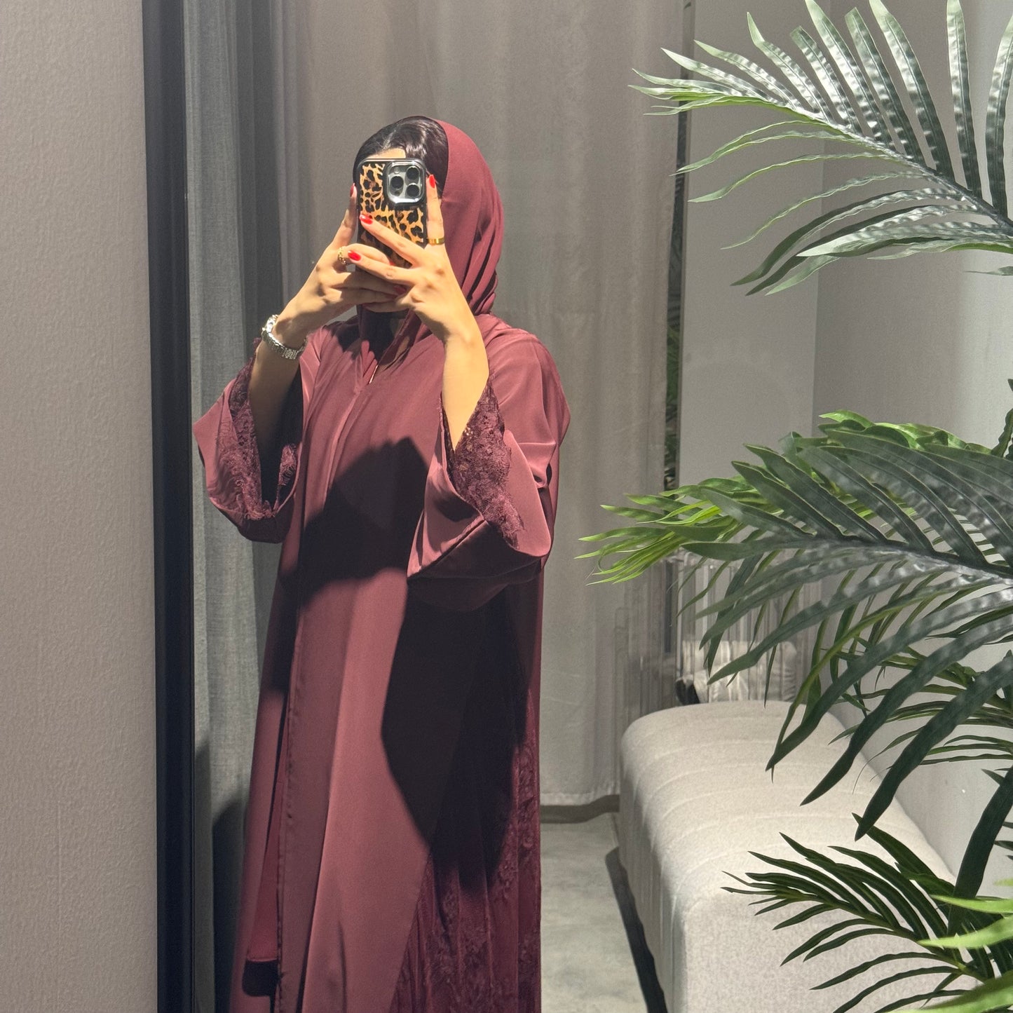 Dantel with maroon nada fabric