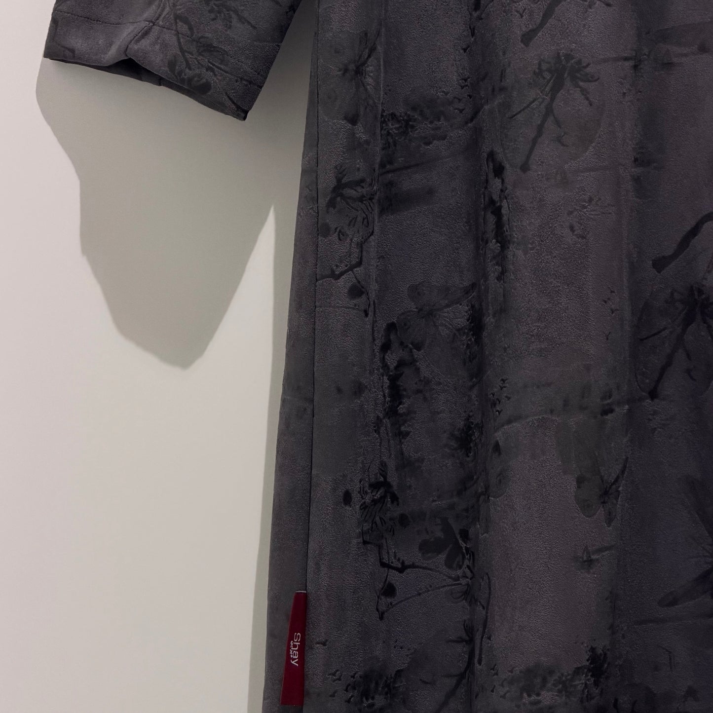 A grey abaya with Suede afor winter