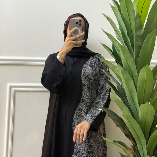 Marble sketching abaya with nada fabric