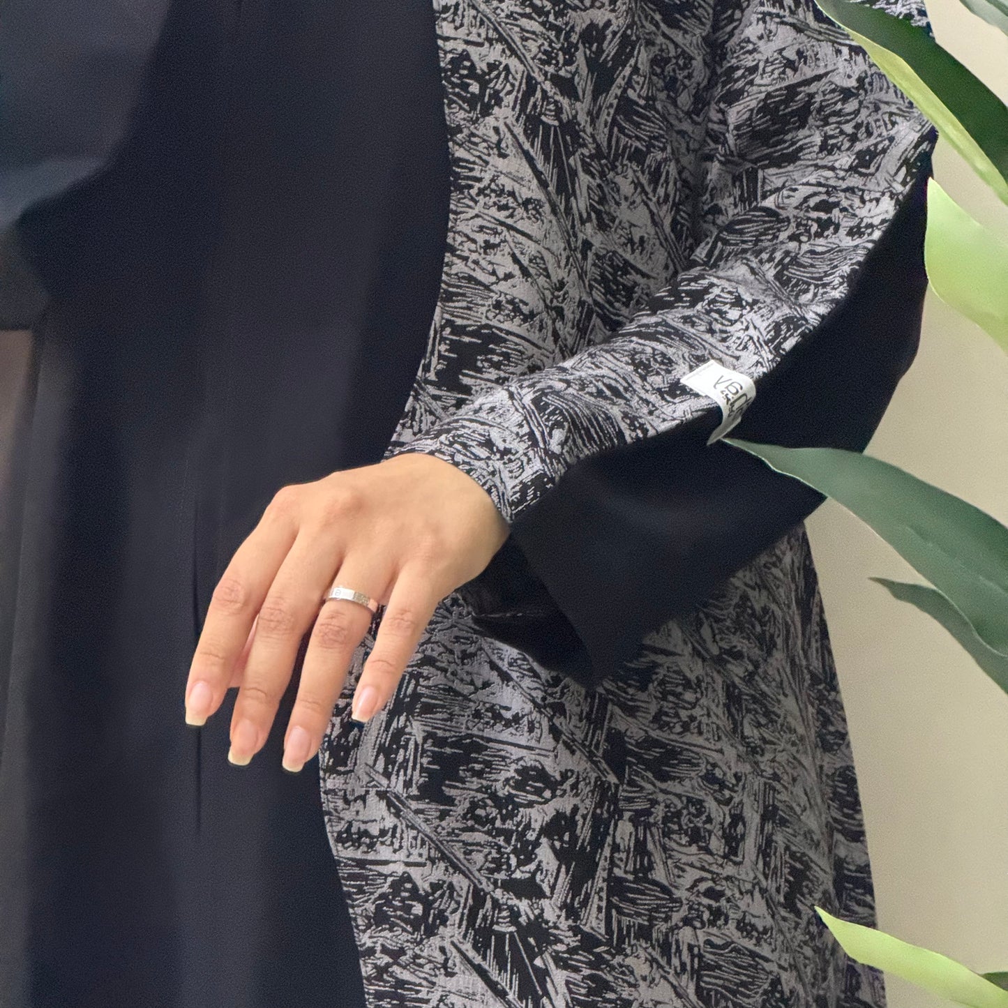 Marble sketching abaya with nada fabric