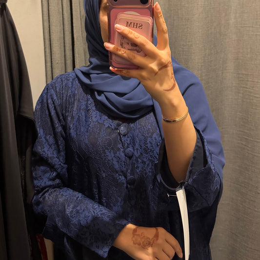 Abaya with blue color and Dantel fabric