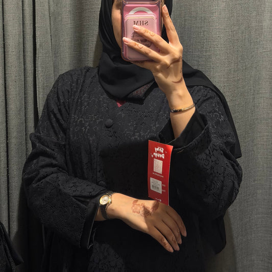 Abaya with black color and Dantel fabric