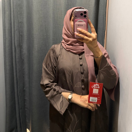 Abaya with brown color and leaves