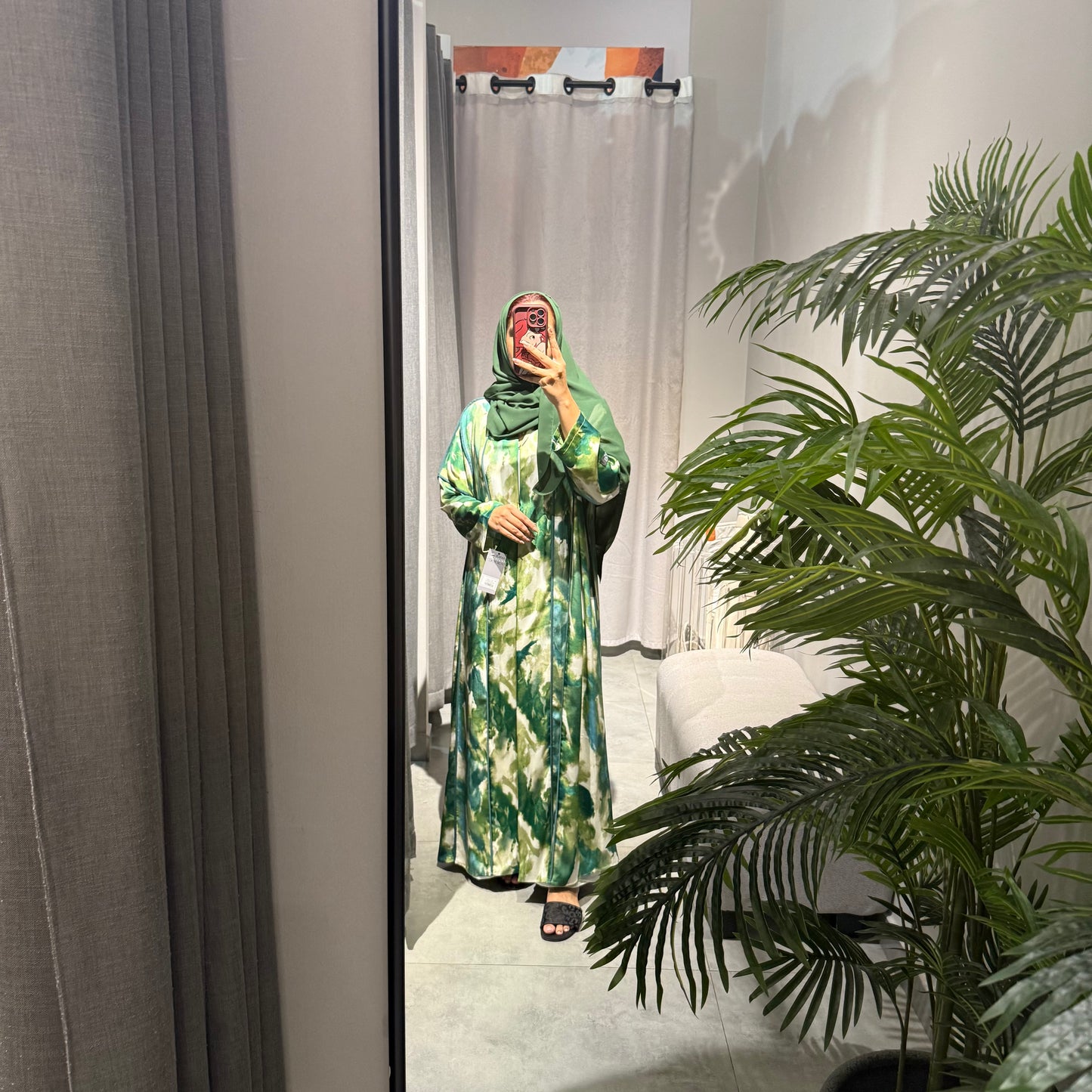 Abaya with marble green