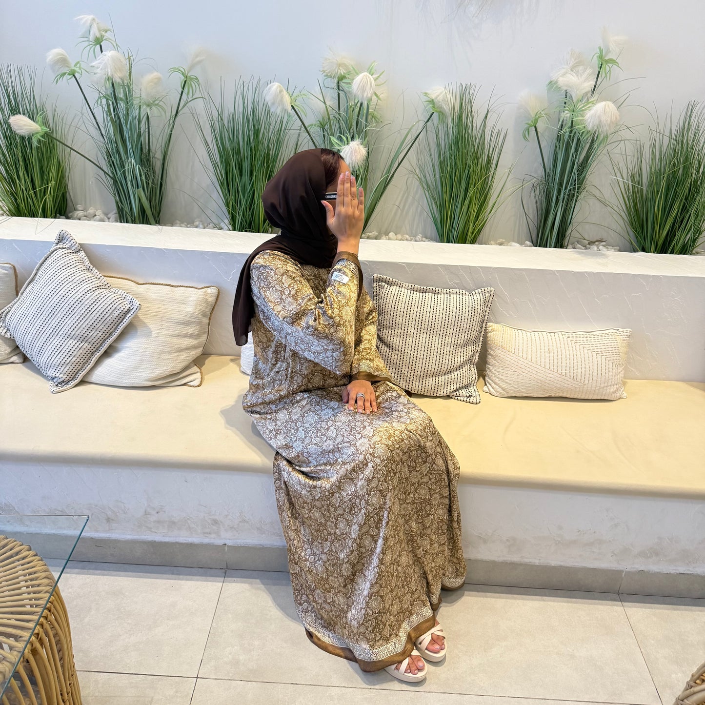 Indian Brown and Grey Style Abaya