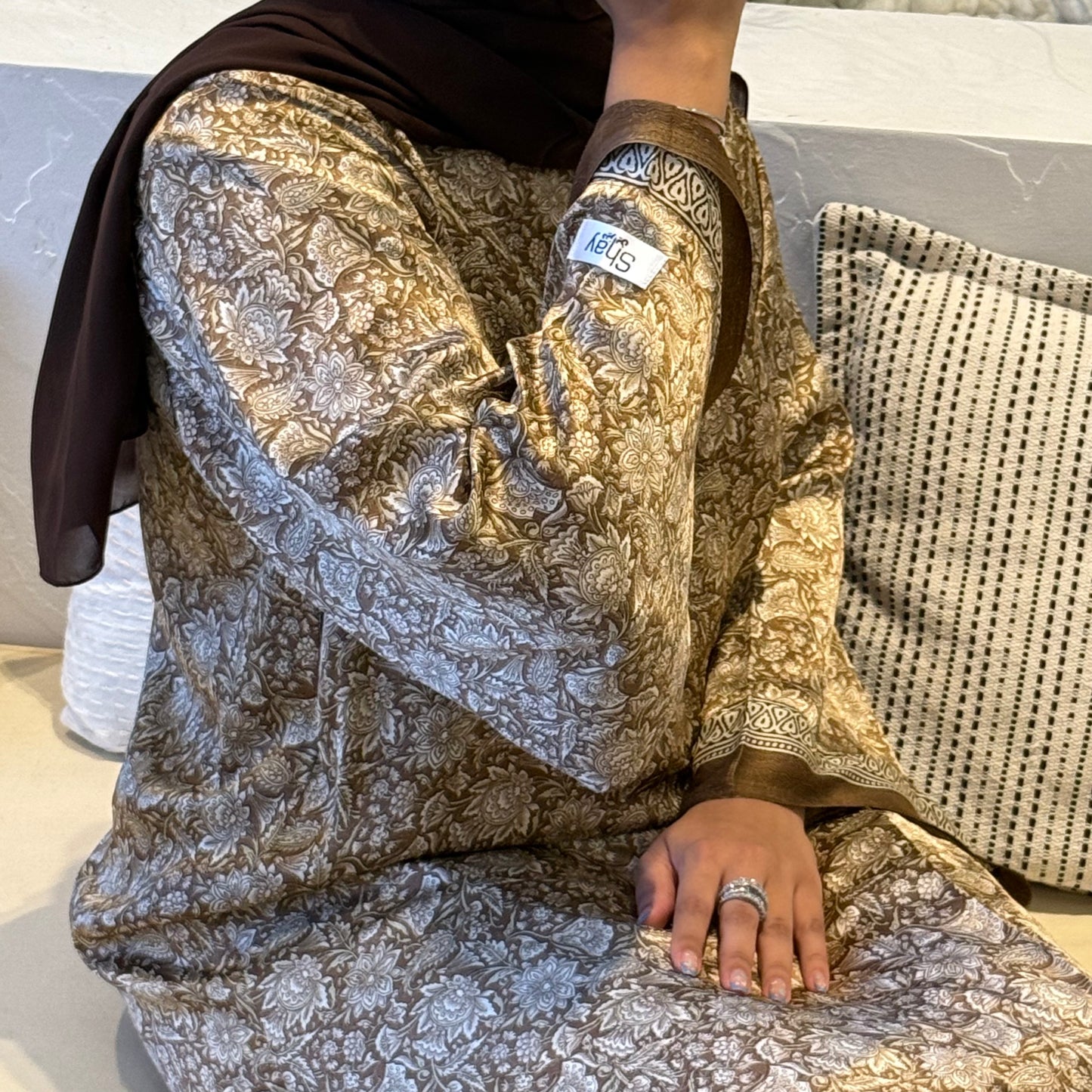 Indian Brown and Grey Style Abaya