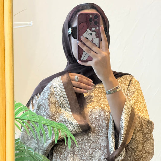 Indian Brown and Grey Style Abaya
